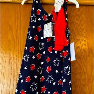 Girls Tommy Bahama patriotic summer dress with matching headband